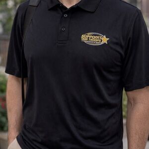 Camden Creek Men's XL‎ Black Performance Polo Support Military Embroidered Logo